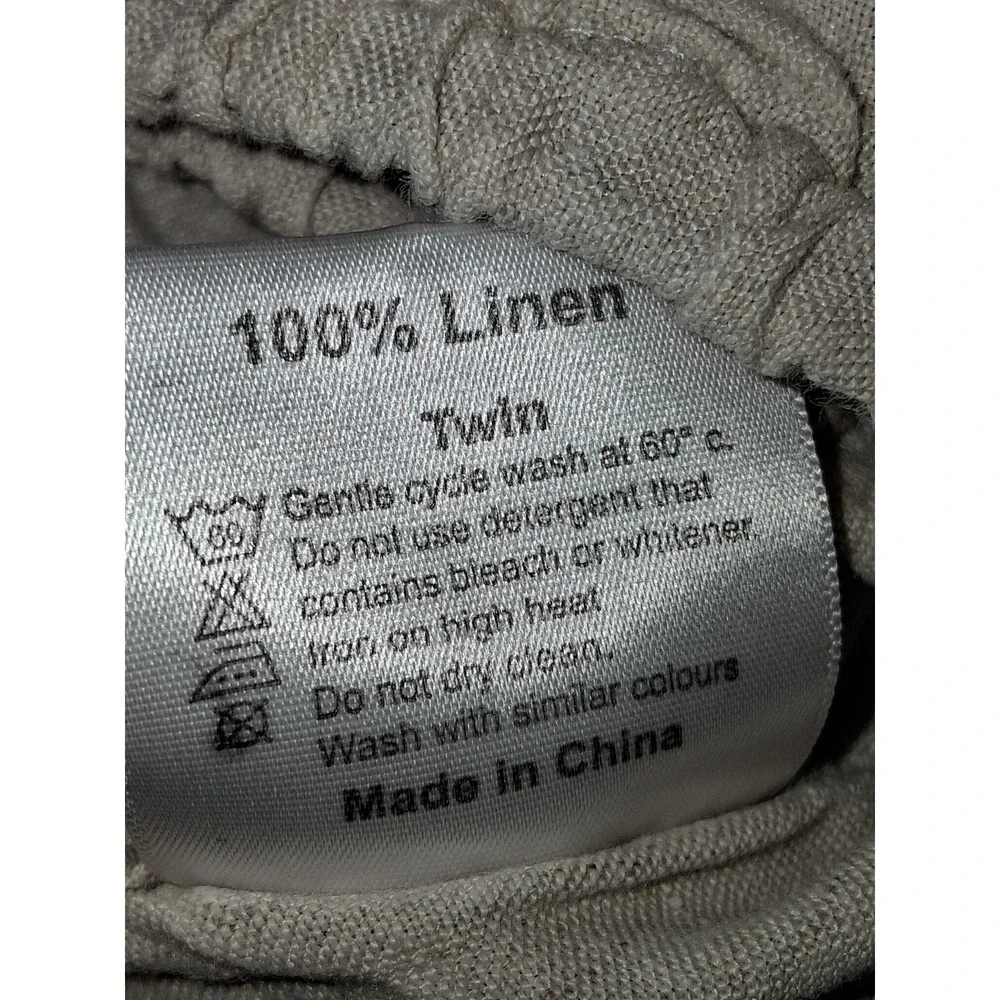 Simple Opulence Twin Fitted Sheet 100% Linen Neutral Grey Oatmeal Bedding